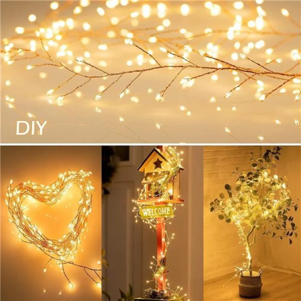 Fairy String Lights LED 200 Warm White Cluster Plug in Starry Indoor Outdoor Dec